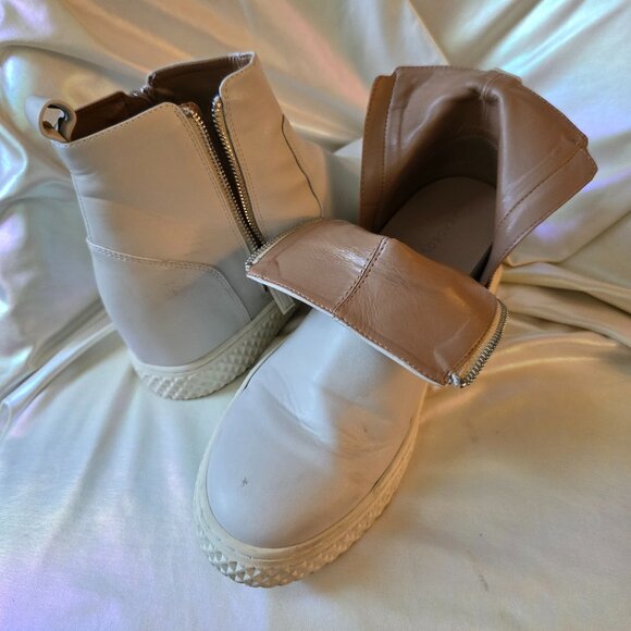 AEROSOLES Cream and White High-Top Wedge Platform Sneaker Boots Size 10.5 US - Picture 10 of 13
